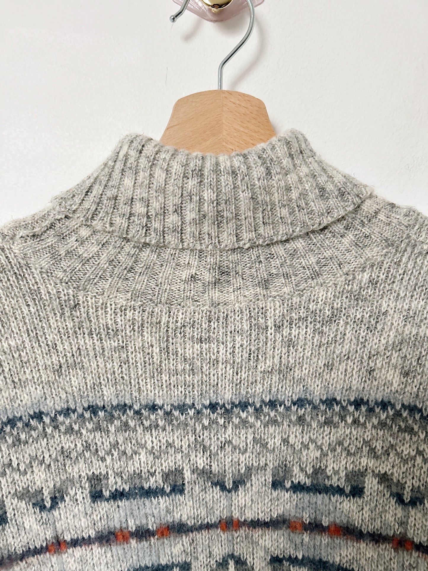 Pull à motifs islandais col roulé vintage Taille 42