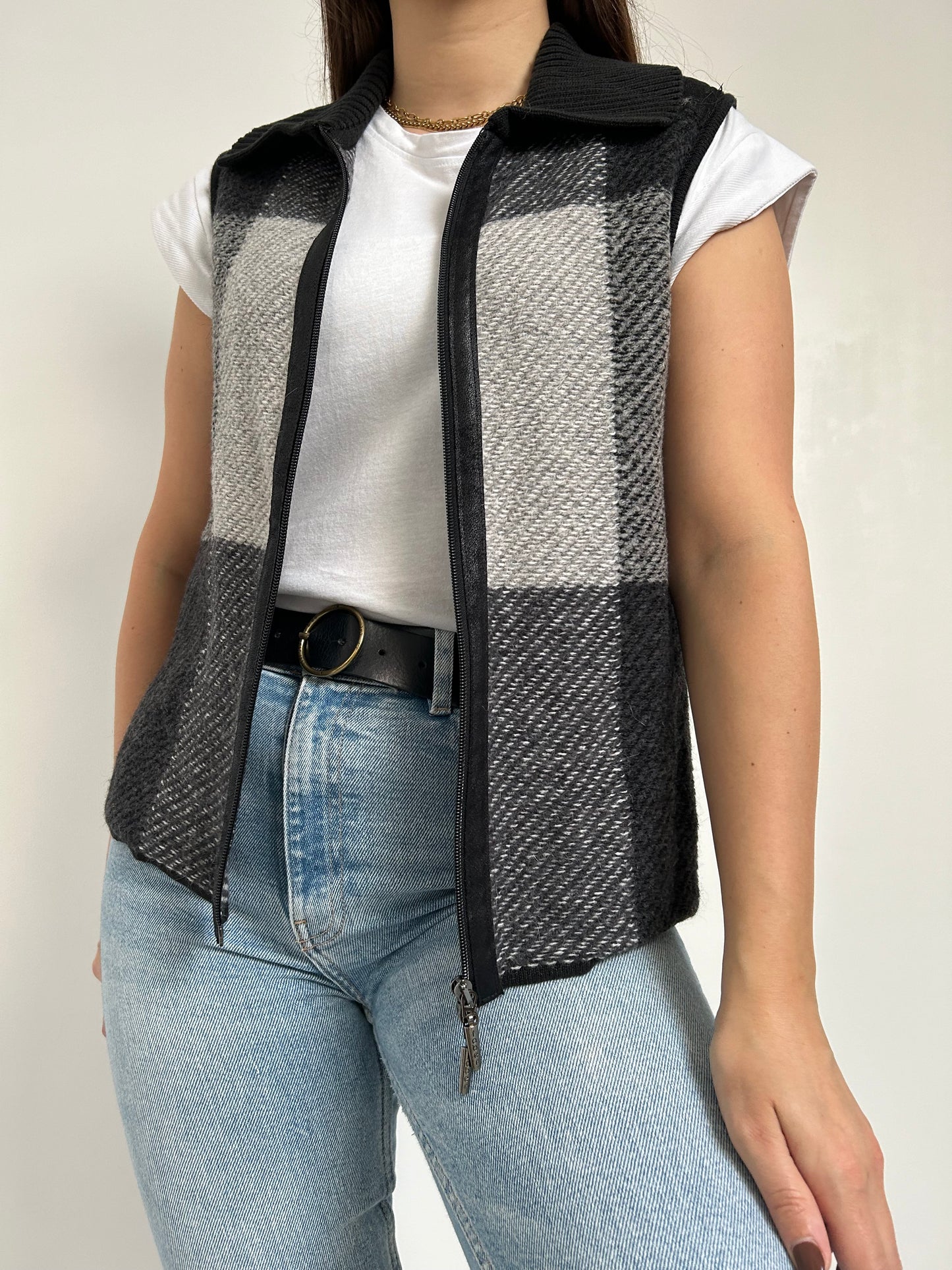 Gilet sans manches à carreaux 90s Taille 36