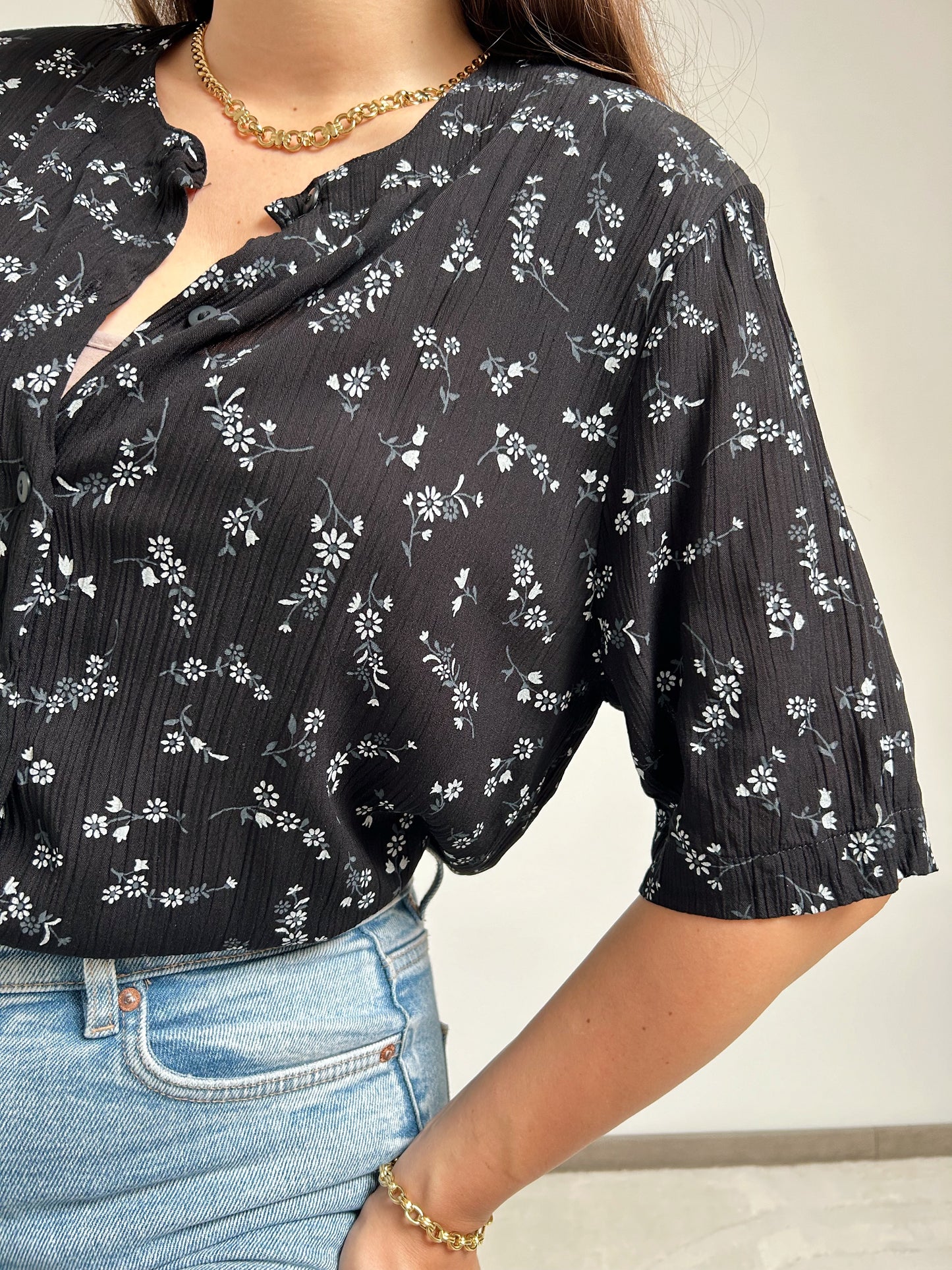 Chemise oversize effet froissée à fleurs 90s Taille 38/40