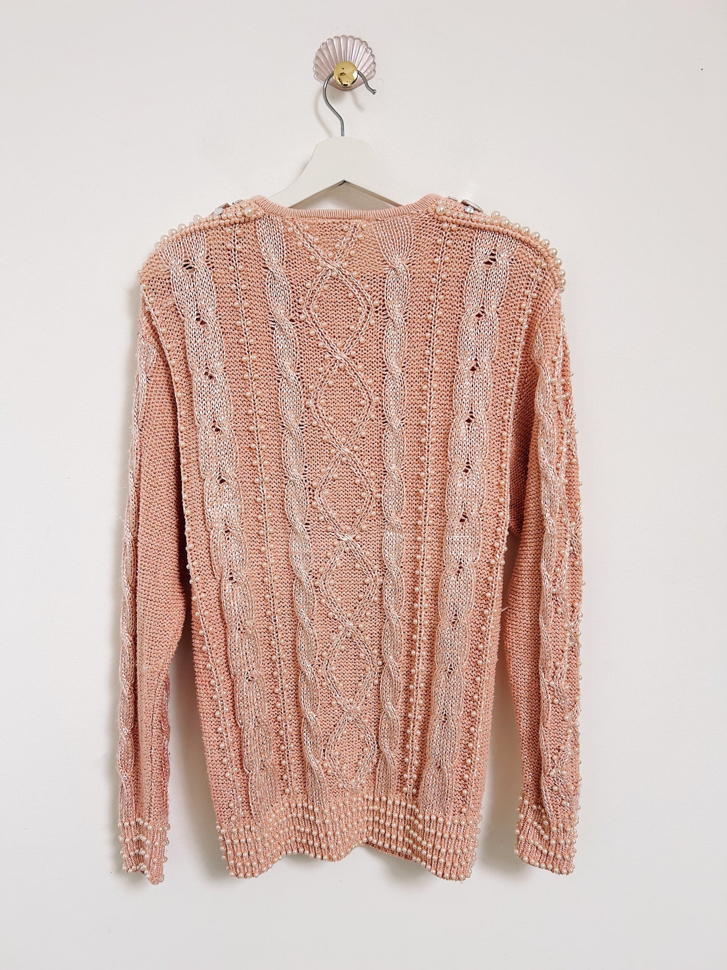 90s Pink Beaded Sweater Size 38