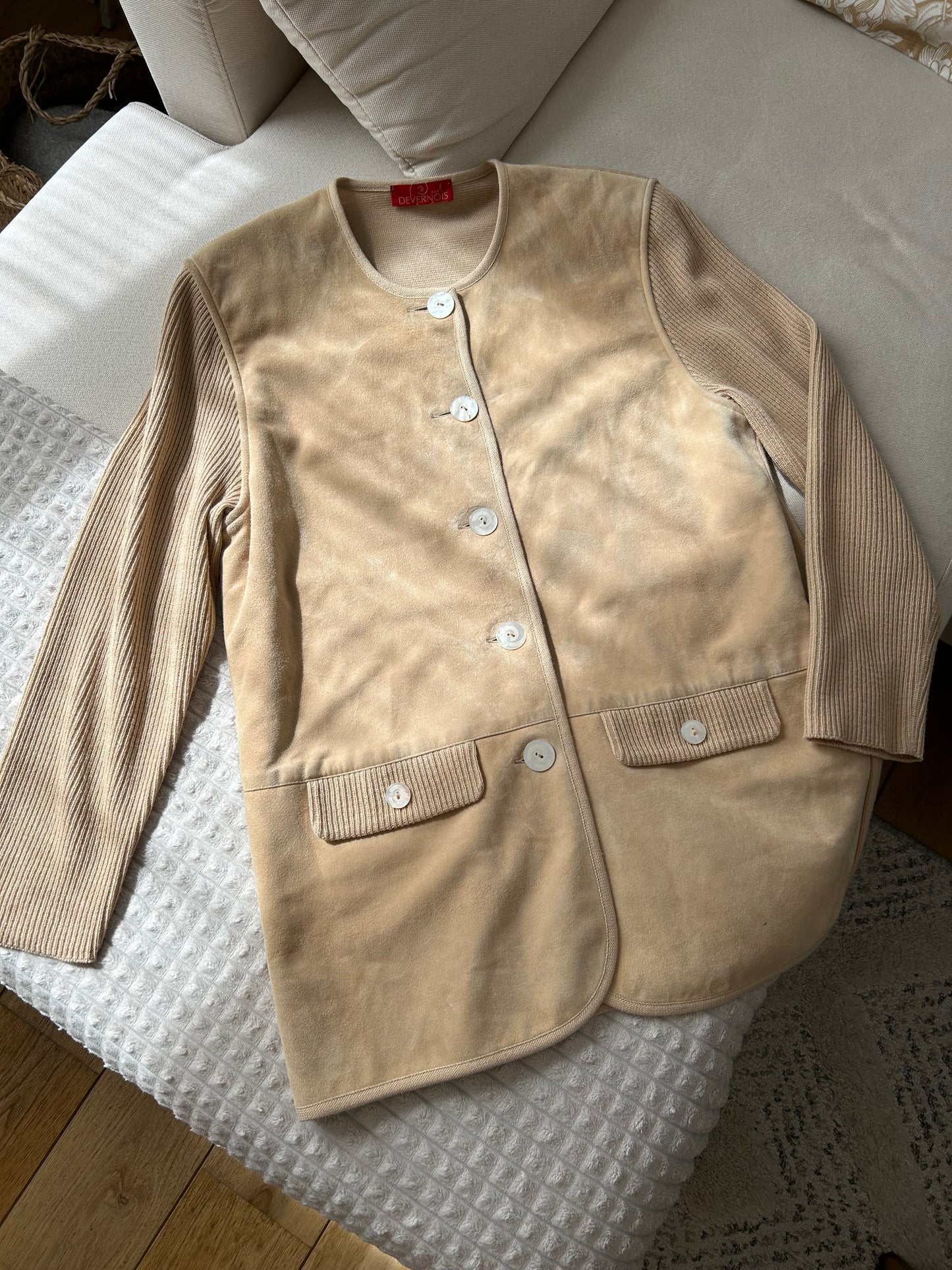 Veste beige en daim bi matière 70s Taille 40