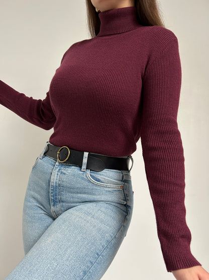 Pull col roulé bordeaux 90s Taille 36/38