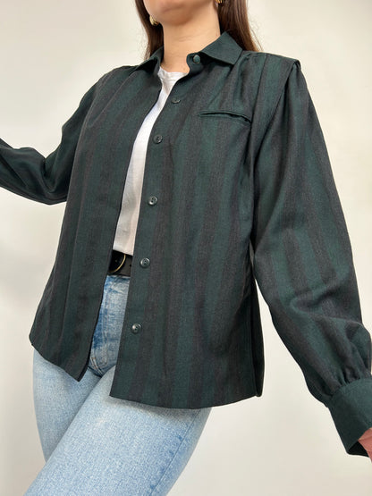 Veste blazer à rayures vertes et noires 90s Taille 40