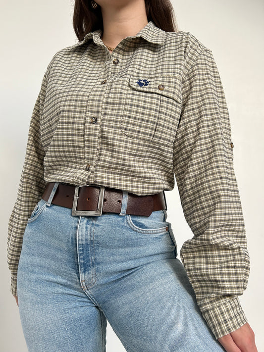 90s Embroidered Plaid Shirt Size 38/40