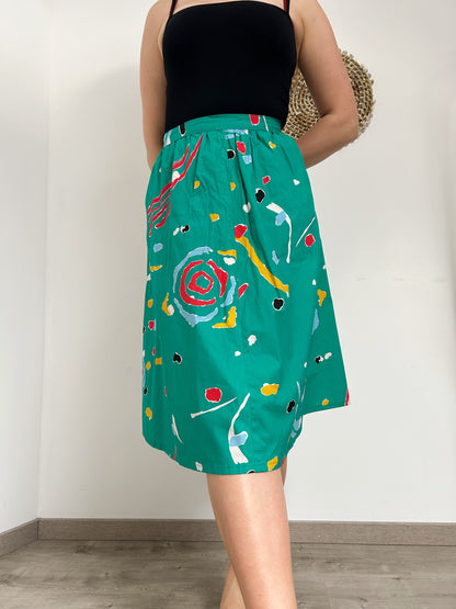 Jupe verte à motifs 80s Taille 42