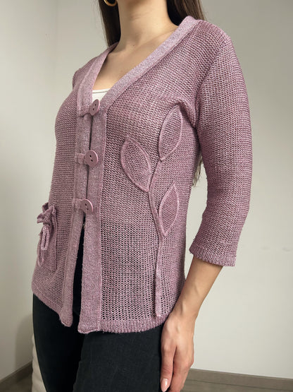 Cardigan en crochet mauve 90s Taille 38