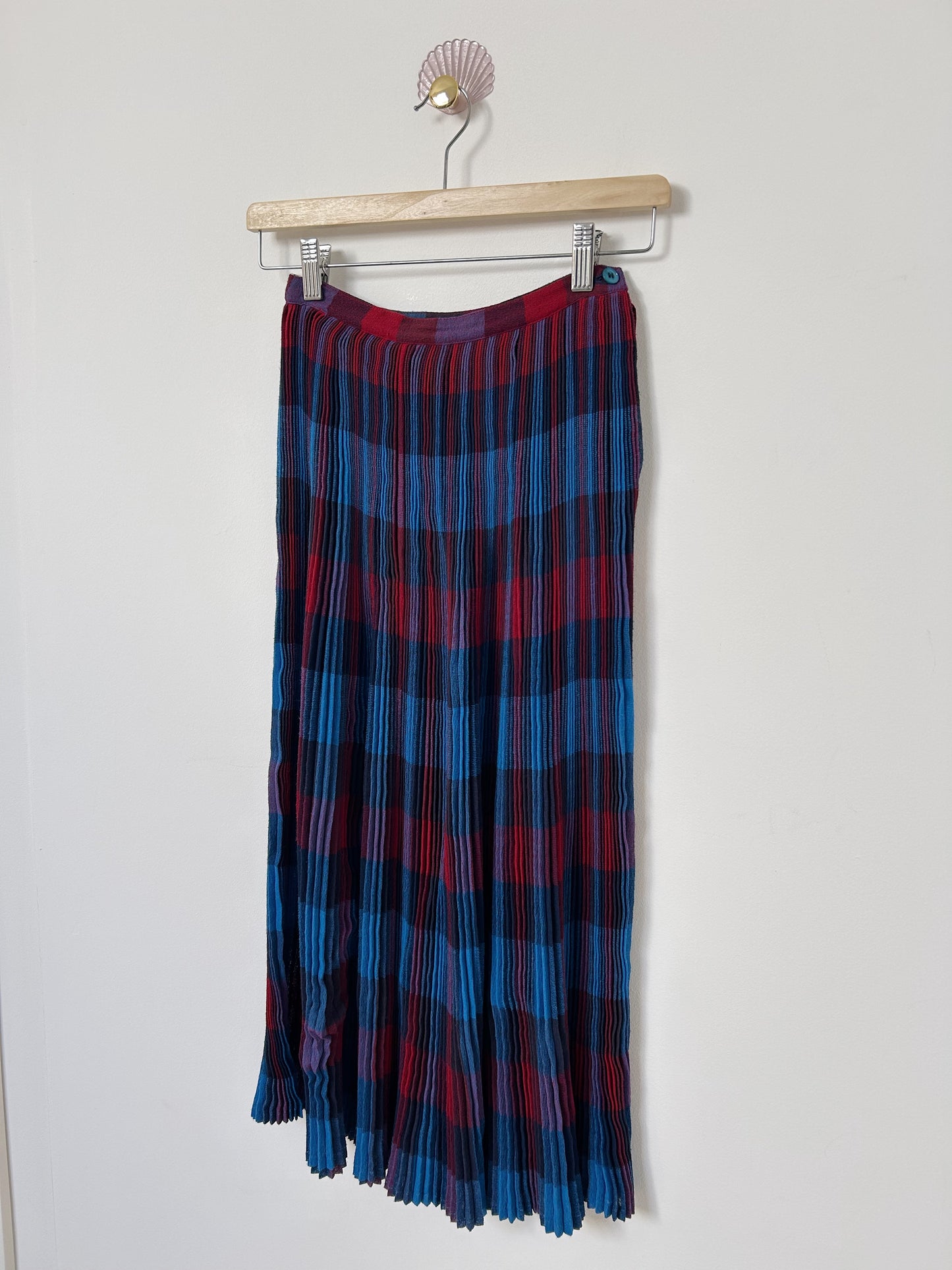 Long pleated plaid skirt 80s Size 34