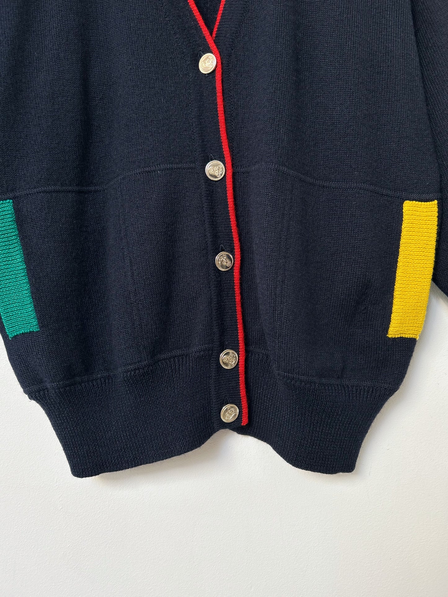 Cardigan bleu marine avec détails multicolores 90s Taille 40