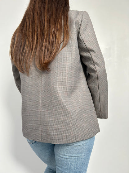 Blazer motif vichy gris vintage Taille 38/40