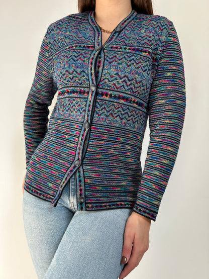 Gilet à motifs multicolores vintage Taille 36