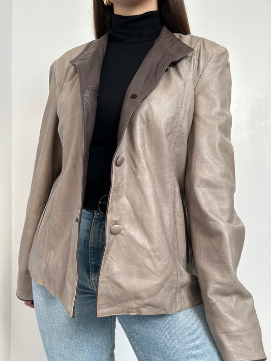 Veste en cuir beige 90s Taille 40