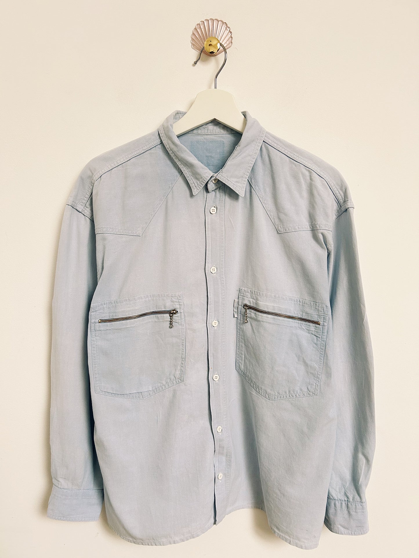 Chemise en jean bleu clair 90s Taille 36 à 40