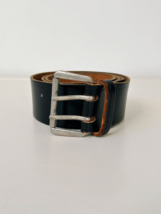 Large ceinture en cuir noir 90s