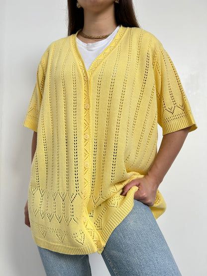 Gilet crochet jaune oversize 90s Taille 40 à 44