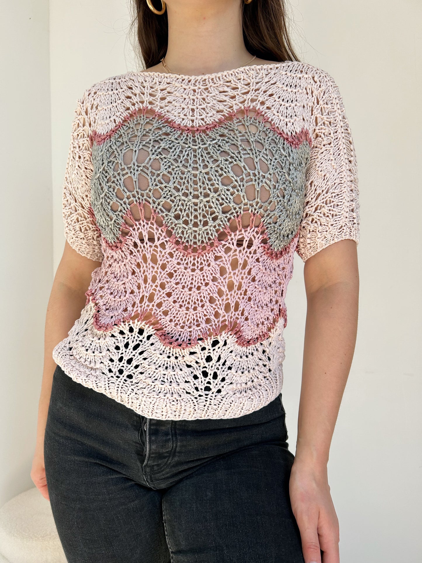 Pull sans manches en crochet 90s Taille 36