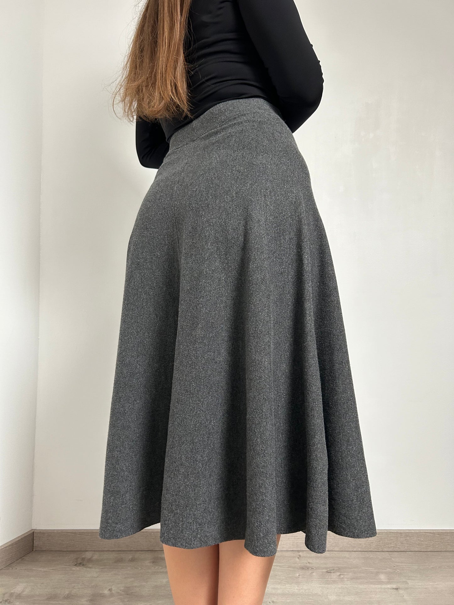 Jupe en maille gris évasée vintage Taille 38