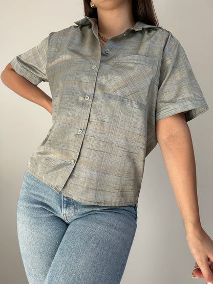 90s Metallic Plaid Oversized Shirt Size 38/40