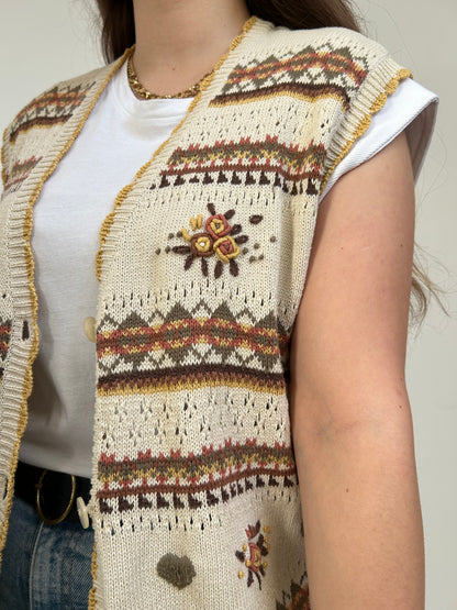 Gilet beige à motifs 90s Taille 38