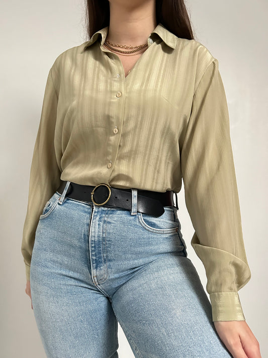 Chemise kaki satinée vintage Taille 40