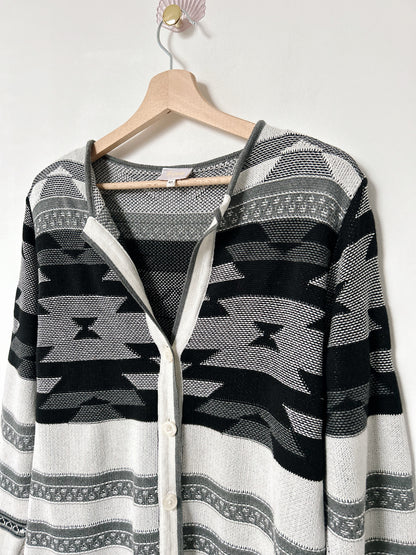 Cardigan à motifs gris et noir vintage Taille 38