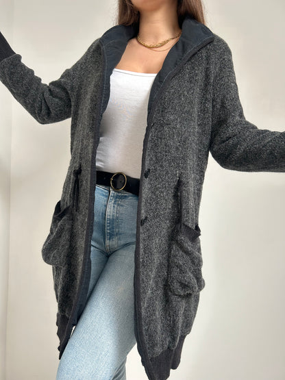 Long gilet gris foncé vintage Taille 38