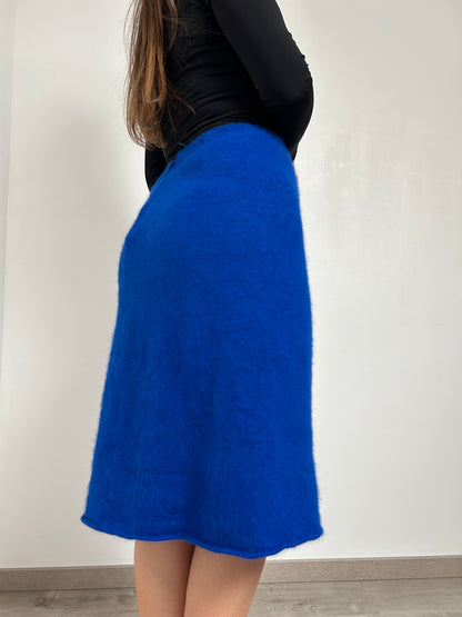 80s Electric Blue Hairy Skirt Size 38