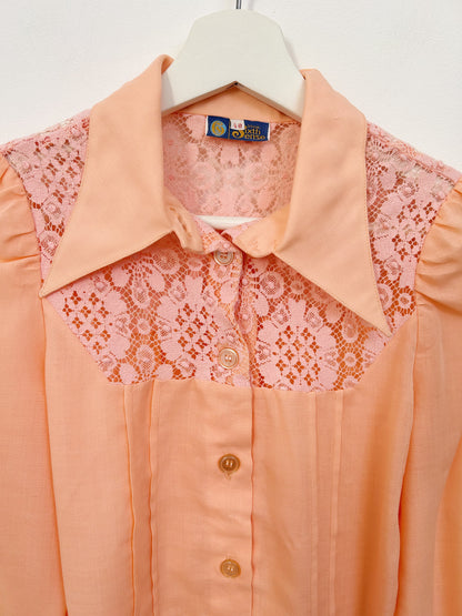 Chemise rose à dentelle 70s Taille 34