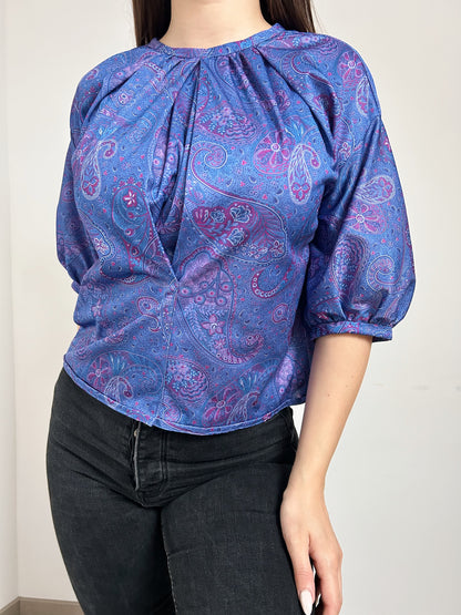 Blouse manches bouffantes à motifs vintage Taille 36