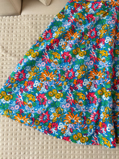 Jupe à fleurs multicolores 70s Taille 34