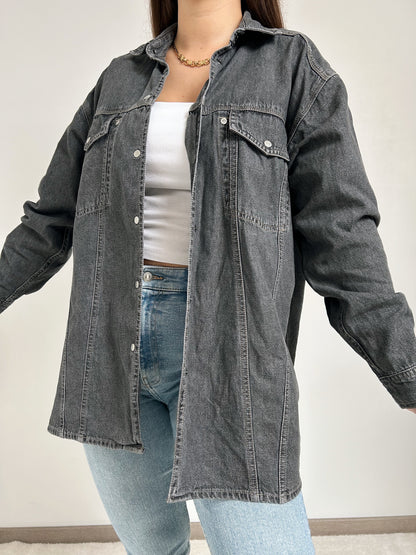 Chemise oversize en jean gris 90s Taille 38 à 42