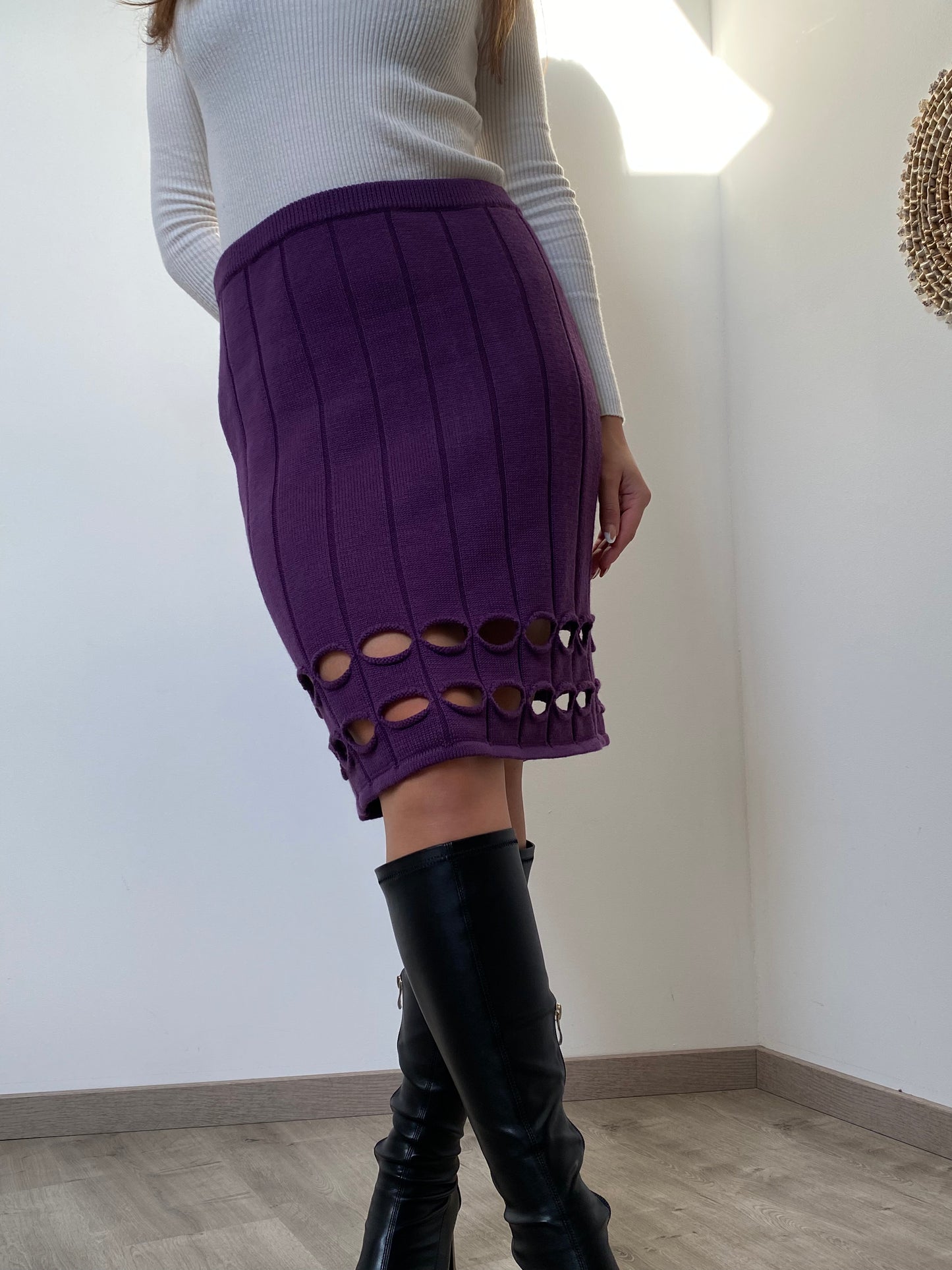 90s purple mesh mid-length skirt Size 38