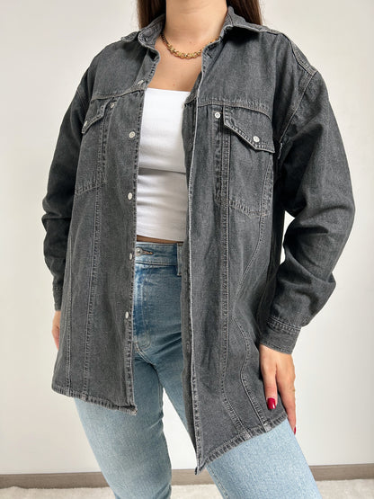 Chemise oversize en jean gris 90s Taille 38 à 42