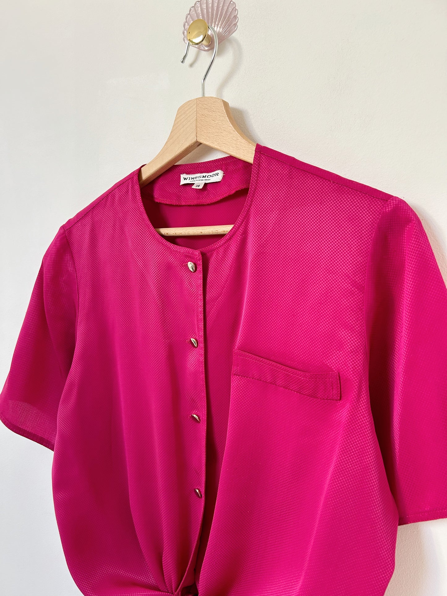 Chemise rose métallisée noire 90s Taille 36/38