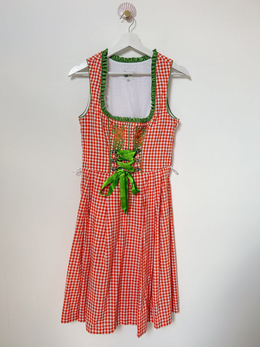 Robe autrichienne orange et vert vintage Taille 34