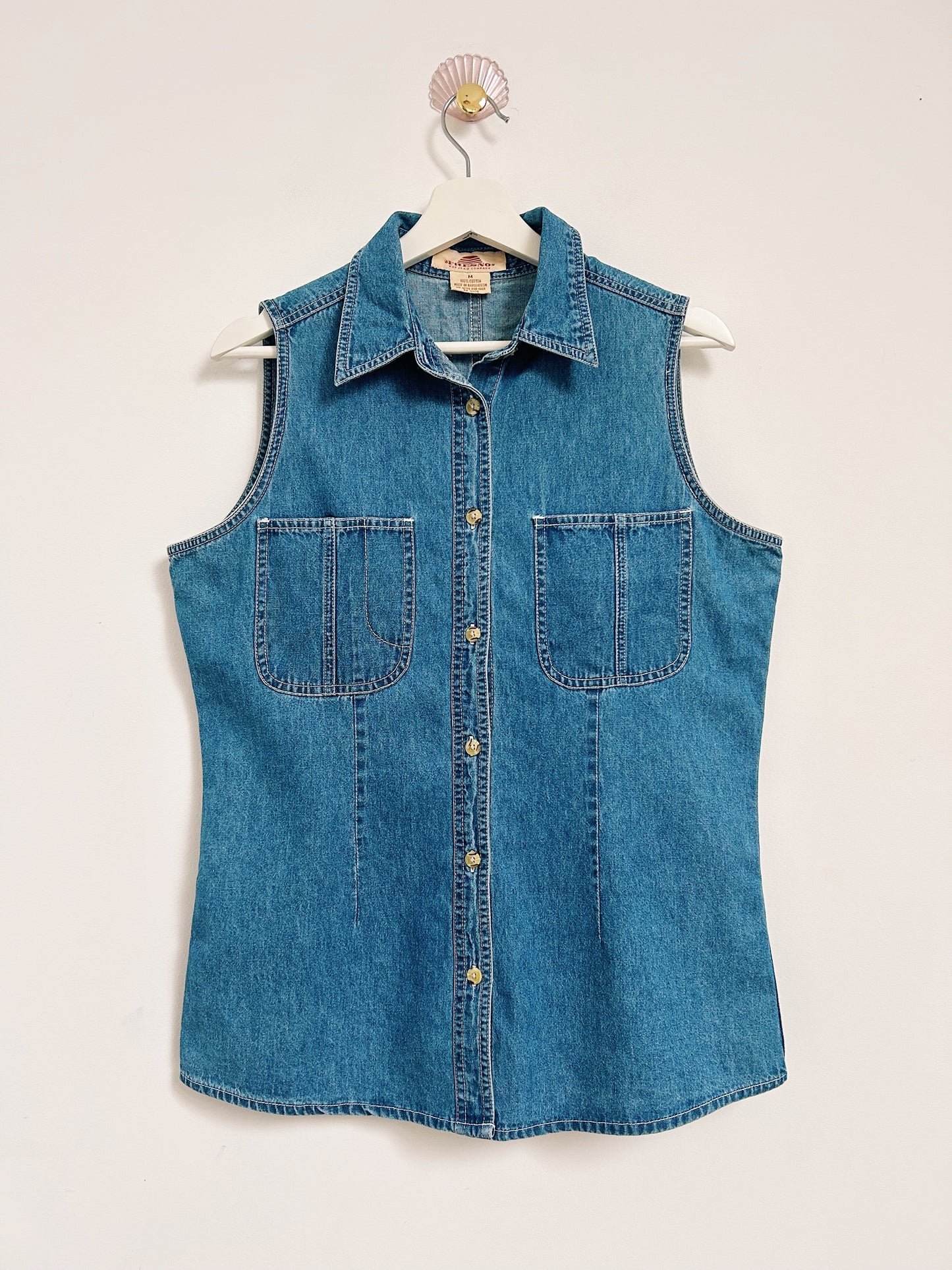 Chemise en jean sans manches 90s Taille 38/40