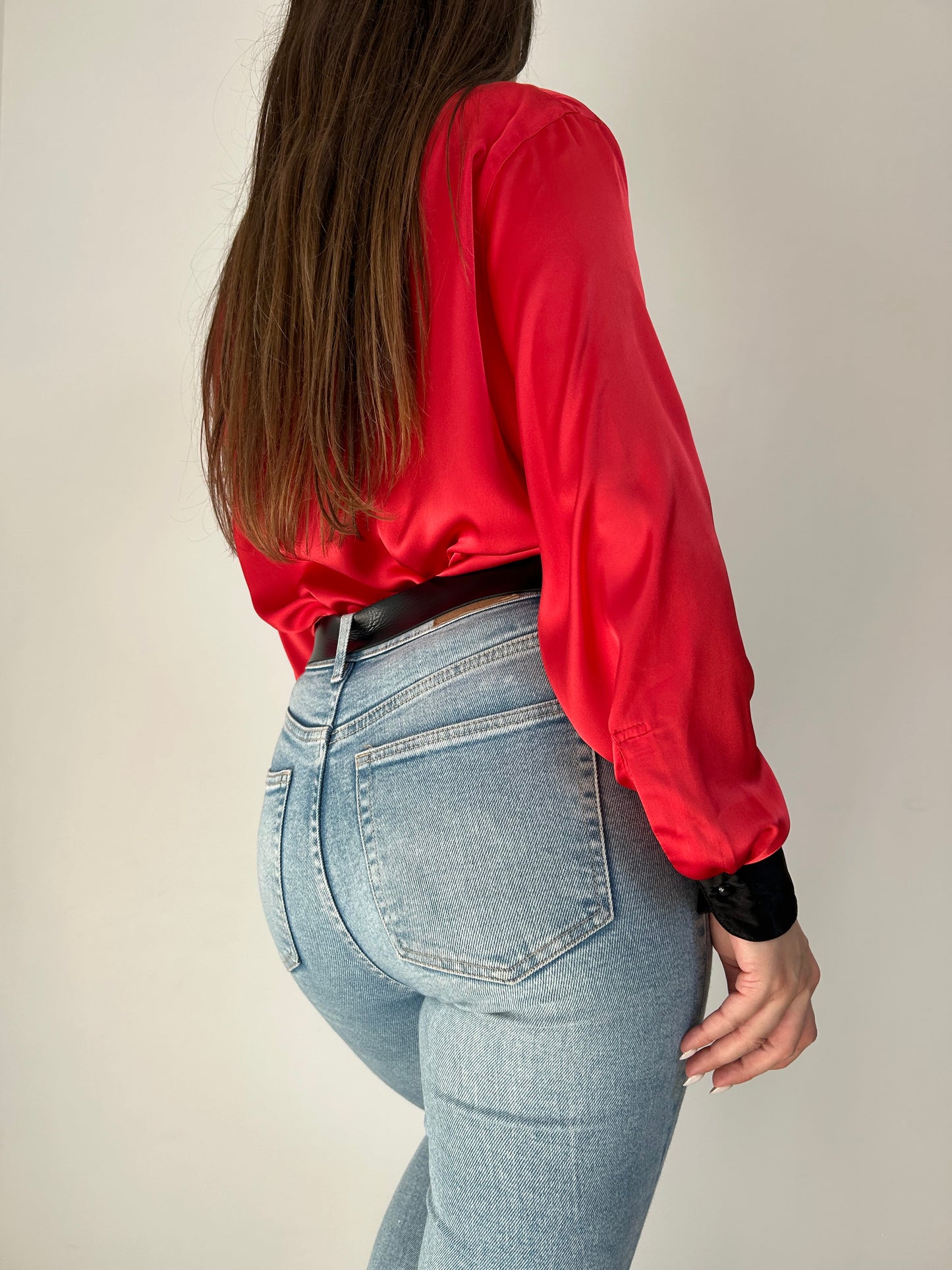 Chemise oversize rouge satinée 90s Taille 38/40