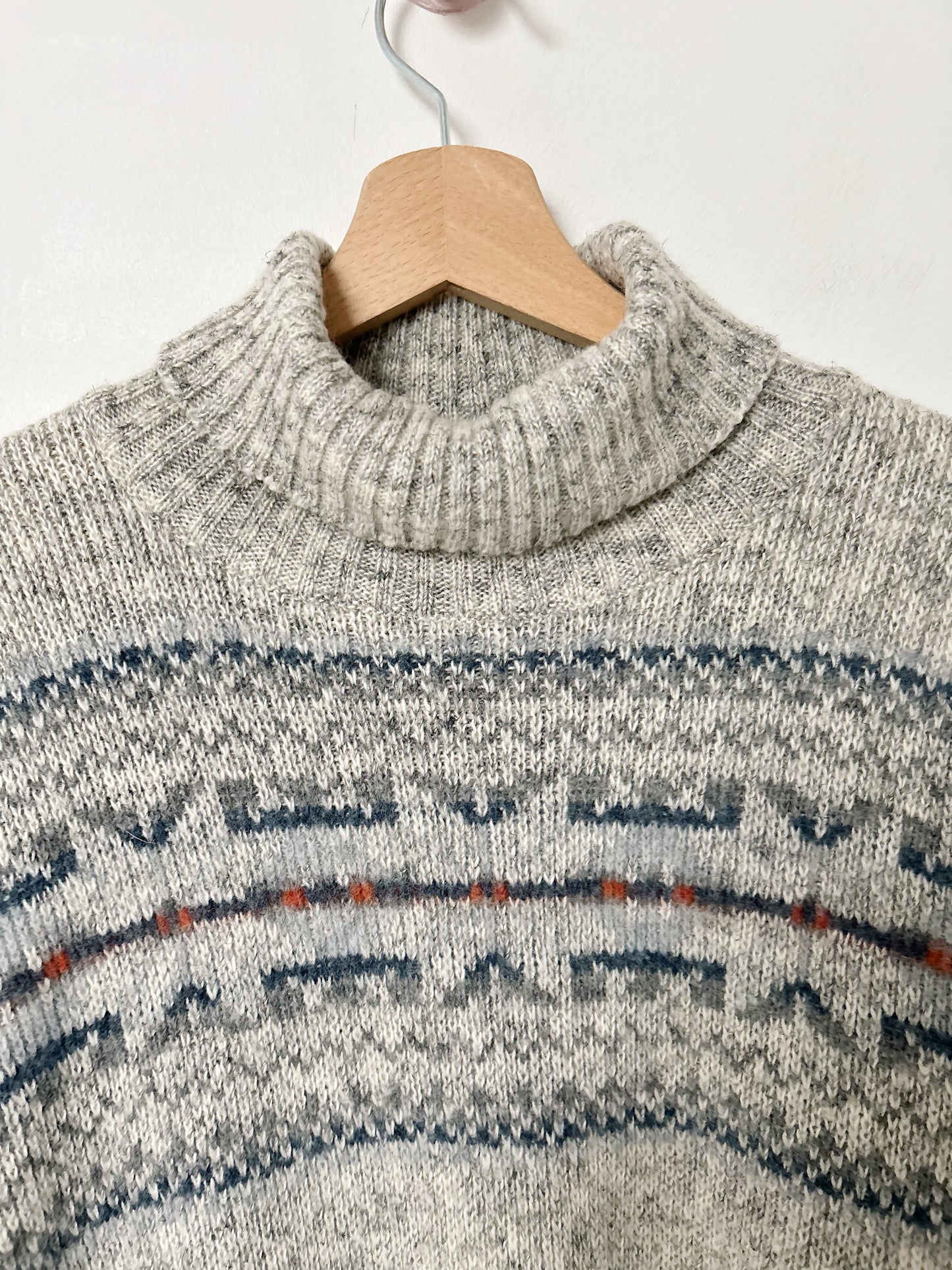 Pull à motifs islandais col roulé vintage Taille 42