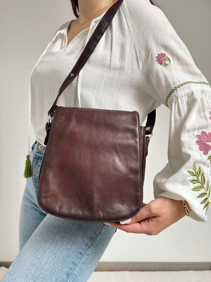 Sac en cuir marron 70s