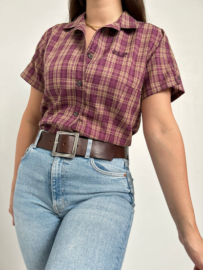 90s plaid short sleeve shirt Size 38