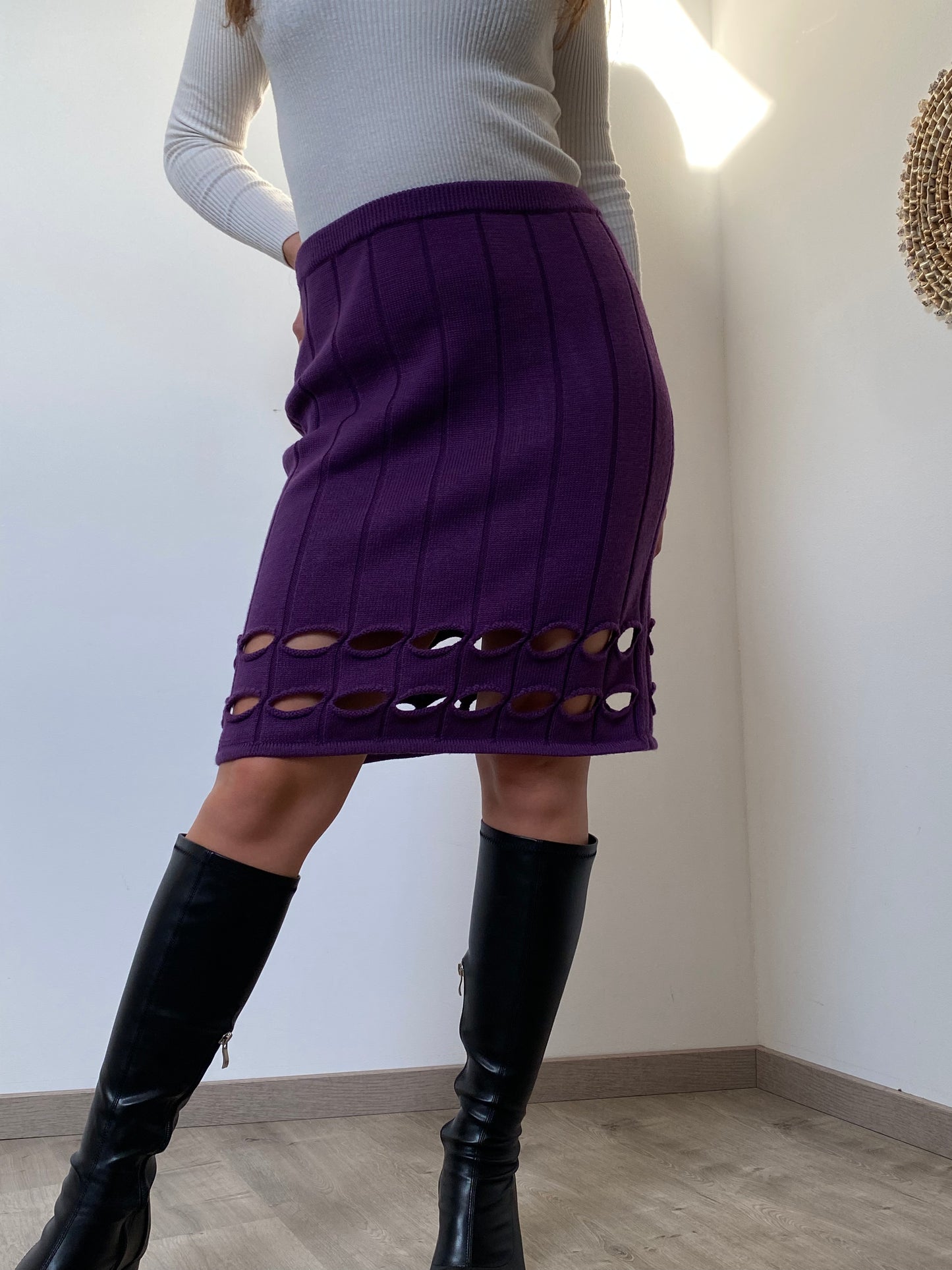 90s purple mesh mid-length skirt Size 38