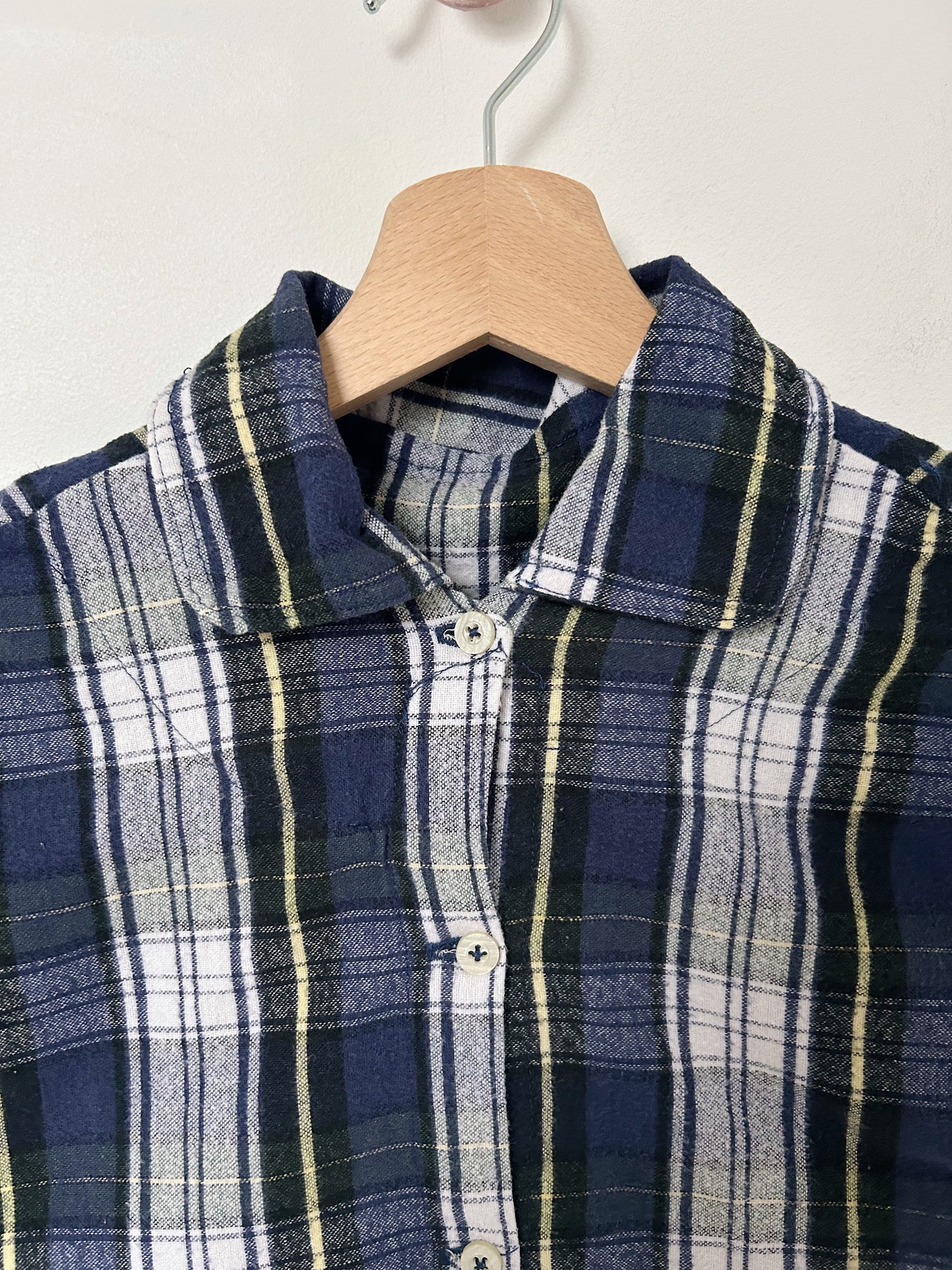 Chemise en flanelle à carreaux bleu marine 90s Taille 34/36