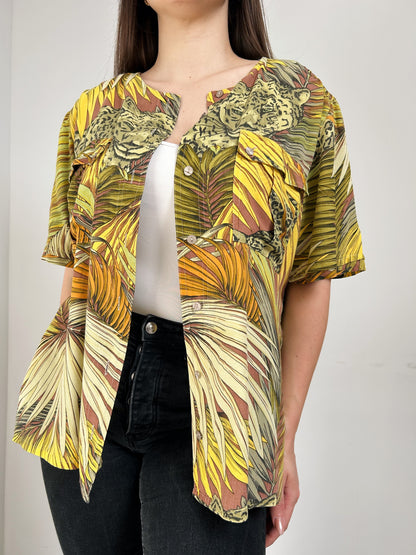 Chemise oversize à motifs exotiques 90s Taille 36 à 40