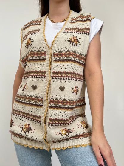 Gilet beige à motifs 90s Taille 38