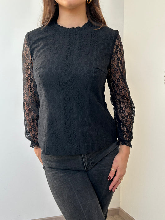 Top en dentelle noir 70s Taille 36