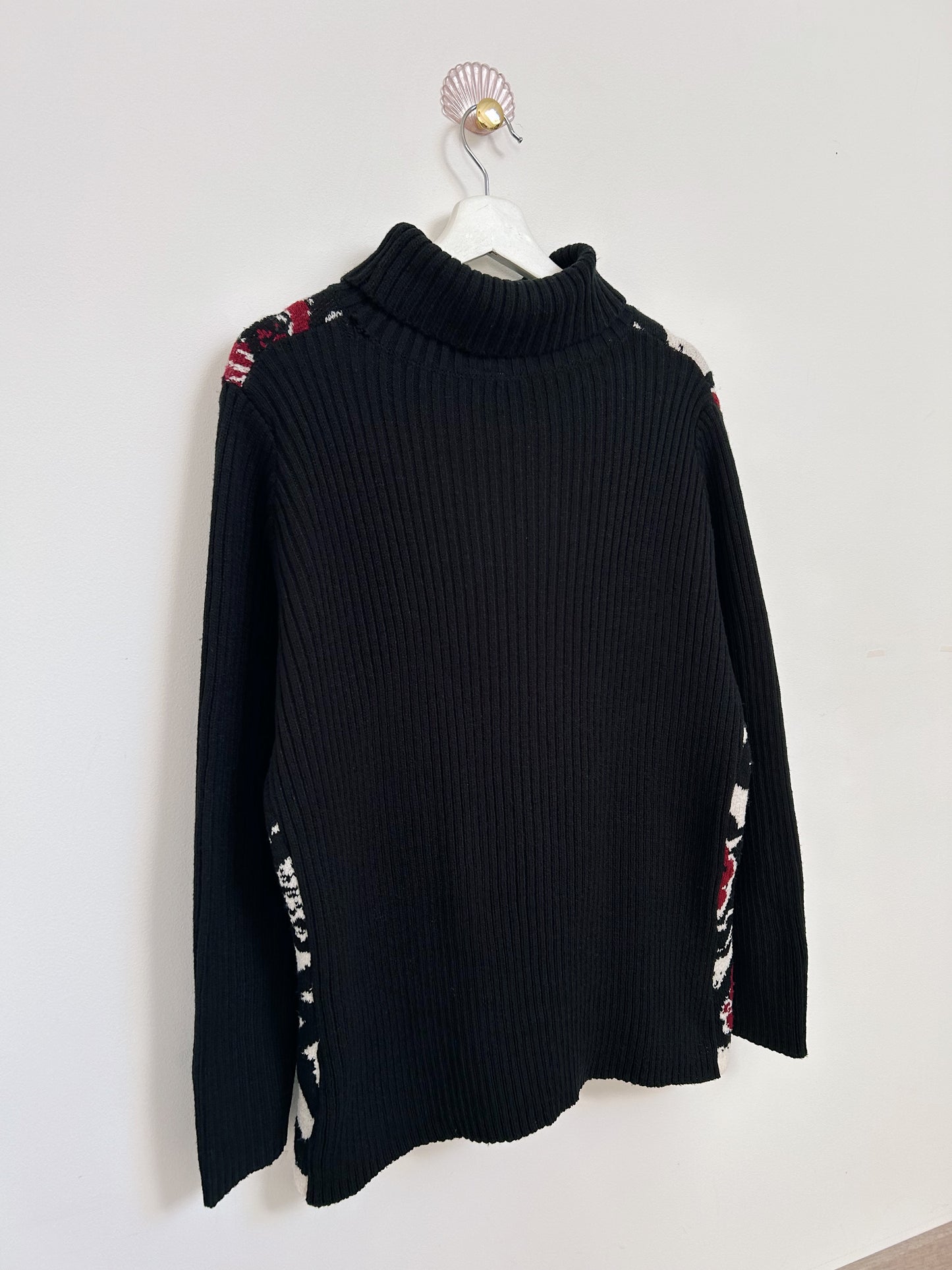 Pull oversize col roulé à motifs roses 90s Taille 40/42