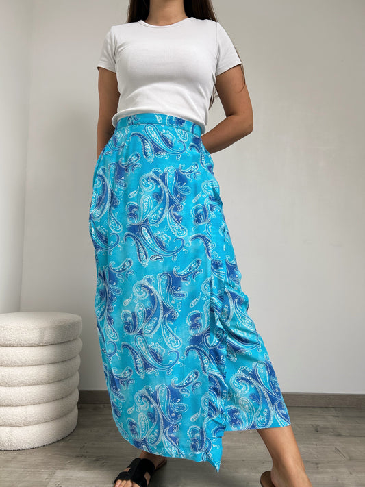 90s Printed Wrap Skirt Size 42