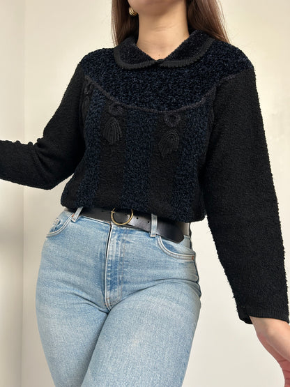 Pull col Claudine en velours à paillettes 90s Taille 34/36