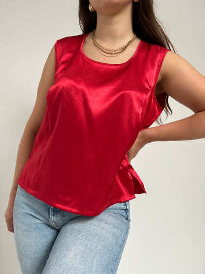 Top rouge satiné 90s Taille 38