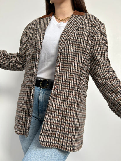 Blazer en tweed col en daim 70s Taille 42