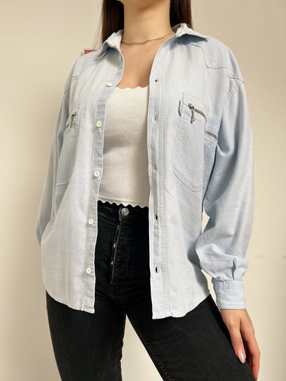 Chemise en jean bleu clair 90s Taille 36 à 40